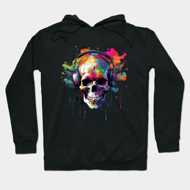 Skull Explosion Colorful Paint Cloud Graffiti Street Art Hoodie by Brobocop